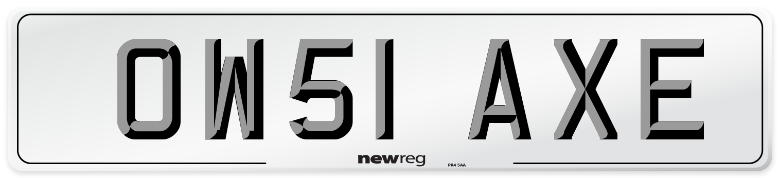 OW51 AXE Number Plate from New Reg